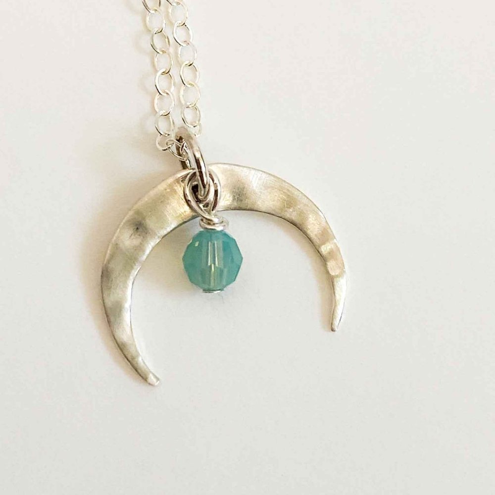 Silver Hammered Crescent Moon Necklace